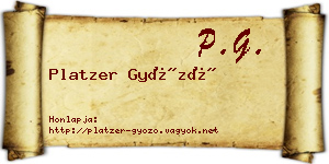 Platzer Győző névjegykártya